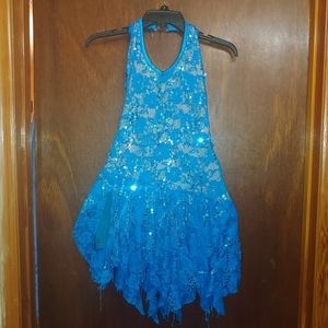 Blue Sequin Lace Dress